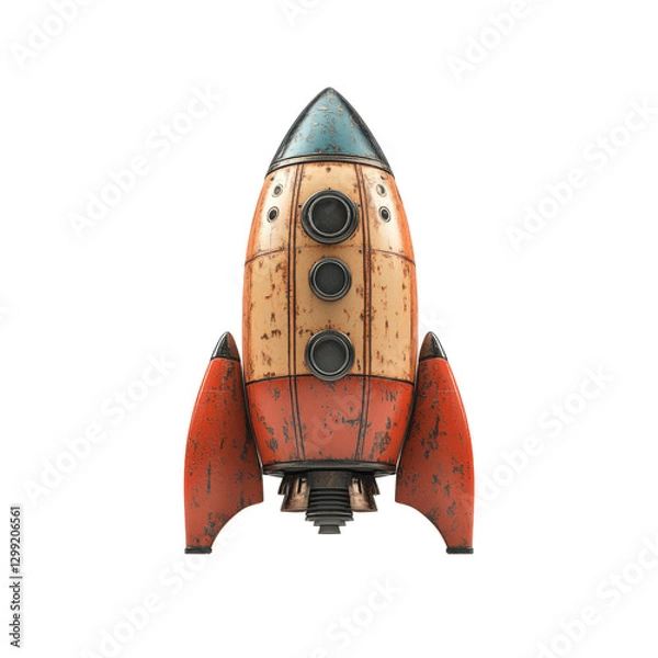 Obraz 3D Space Rocket front view isolate on white background