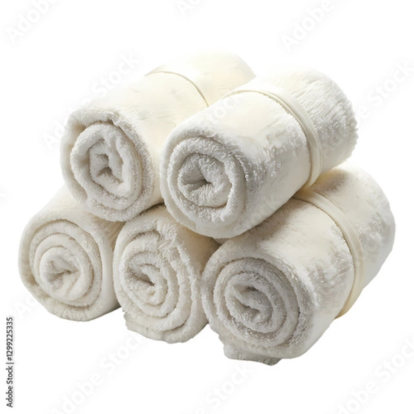 Fototapeta Soft White Hand Towels - 6 Pack Bulk isolated on transparent background