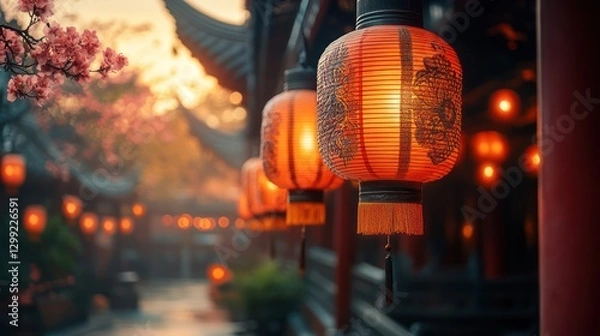 Obraz Enchanted Chinese Lanterns at Sunset