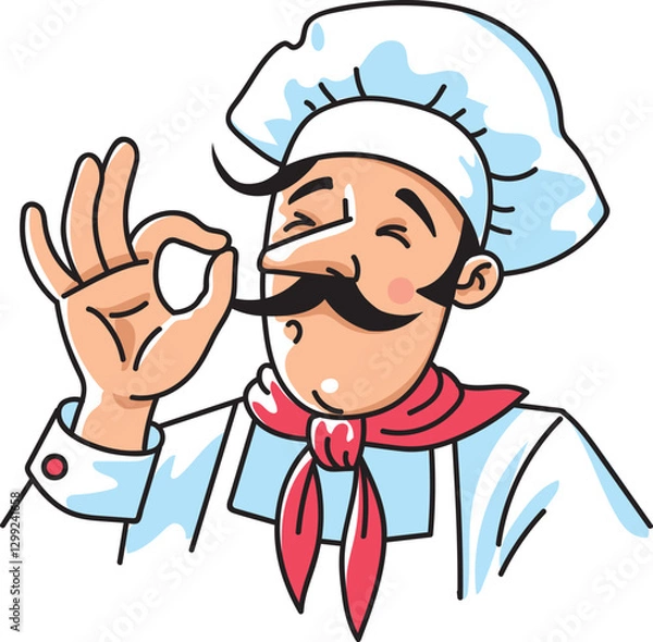 Obraz Funny pizza chef shows you how delicious pizza is.