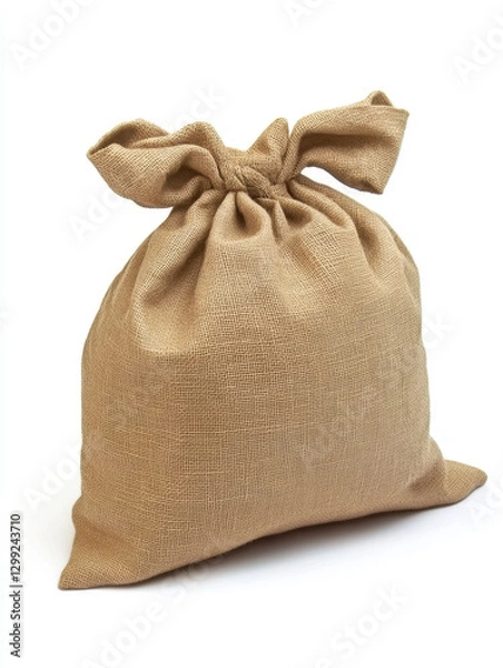 Fototapeta Burlap sack tied with twine, isolated