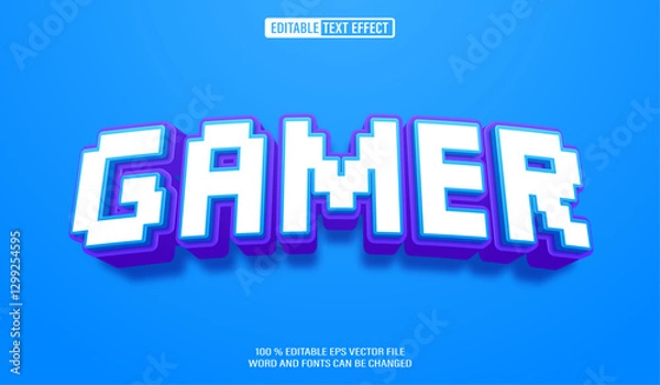 Obraz Editable 3d text style effect - Gamer Pixel text effect Template