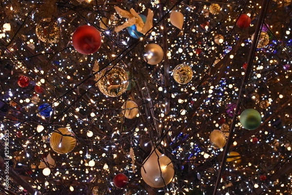 Obraz クリスマスツリーと飾り