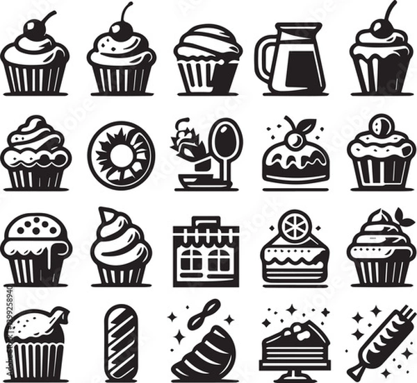 Fototapeta color icons of bakeries