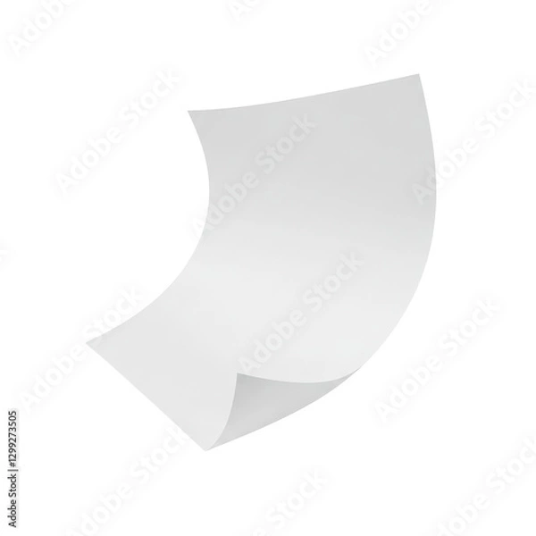 Fototapeta Flying White Paper isolated on transparent background, Falling White Blank Paper PNG 