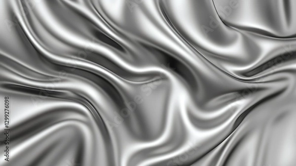Fototapeta Reflective bright silver metallic surface with smooth texture, modern design for creative and industrial concepts