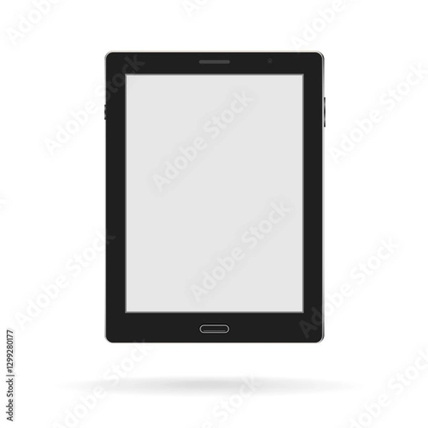 Fototapeta Modern tablet mockup on a white background. Black realistic tablet. Front view. EPS10