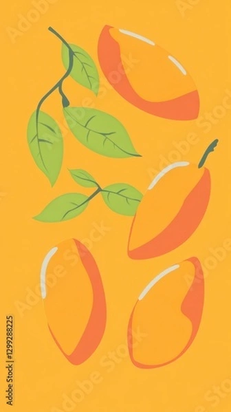 Fototapeta Mango Fruit Illustration: Vibrant Tropical Fruit Art