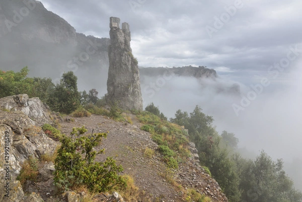 Obraz Path of the Gods or Sentiero Degli Dei over the clouds, Agerola, Kampania, Neapol, Italy