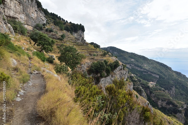 Obraz Path of the Gods or Sentiero Degli Dei, Agerola, Amalfi, Positano, Kampania, Neapol, Italy