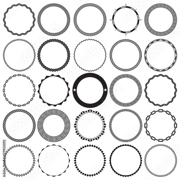 Fototapeta Collection of Round Decorative Ornamental Border Frames with Clear Background. Ideal for vintage label designs.