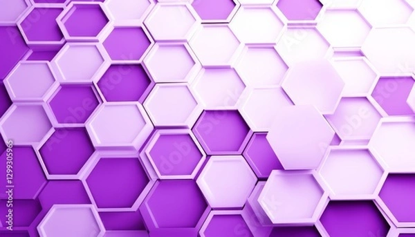 Fototapeta Purple hexagons on white background.