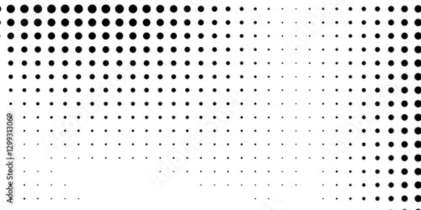 Fototapeta Abstract halftone gradient background. Faded grit noise texture. White and black sand wallpaper. Retro pixelated backdrop. Anime or manga style comic modern art simple