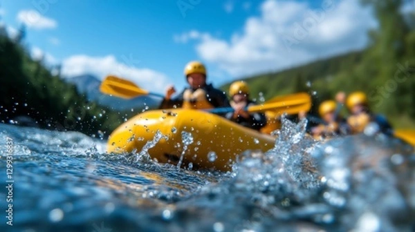 Obraz Thrilling Whitewater Rafting Moment with Friends on a Rapid River. Generative AI