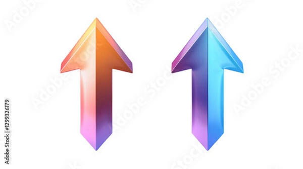 Obraz Dynamic Upward Arrows in Colorful Gradient on Transparent Background Emphasizing Growth and Progress