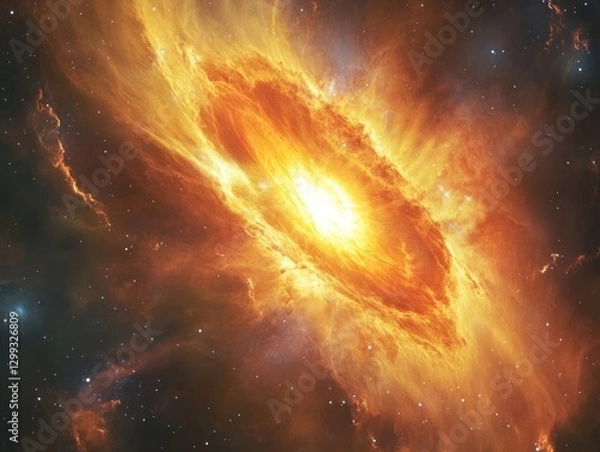 Fototapeta protostar forming in a nebula, showcasing the stunning glow and the process of star birth under extreme temperatures and pressures