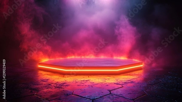 Obraz High-tech stage setup with misty lights high resolution hd picture