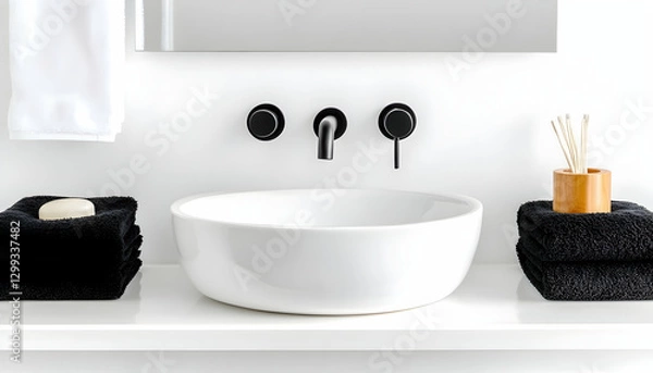 Fototapeta Modern bathroom sink, minimalist design (1)