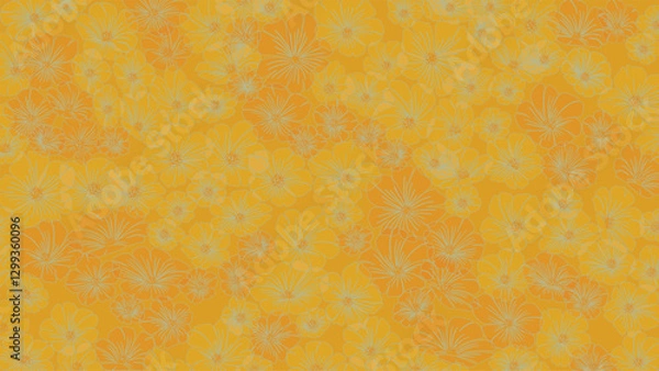 Obraz Decorative pattern, beautiful calm background for font composition, website page, graphic design; meadow of blooming decorative spring daisies.