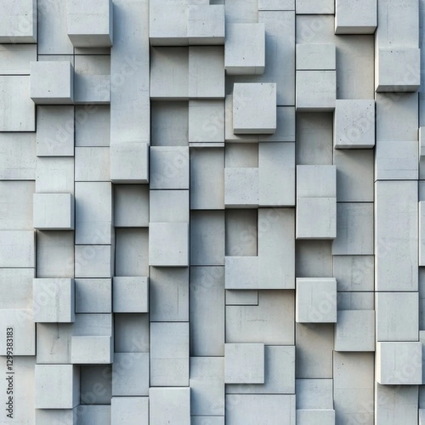 Fototapeta Abstract Concrete Cube Wall with Varying Depths, Creating a Modern and Geometric Architectural Design
