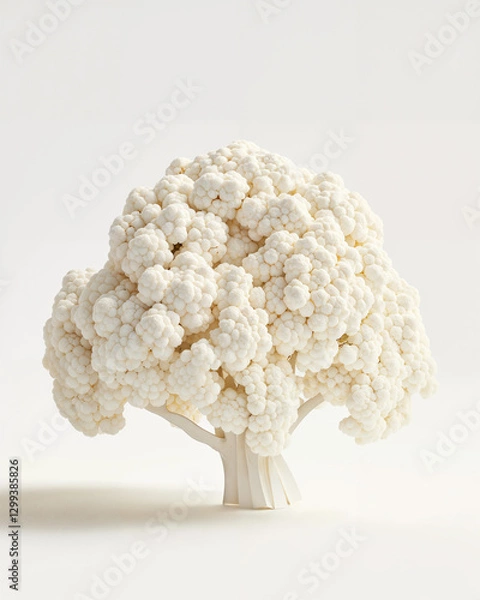 Fototapeta Creative white cauliflower sculpture resembling a tree displayed against a neutral background