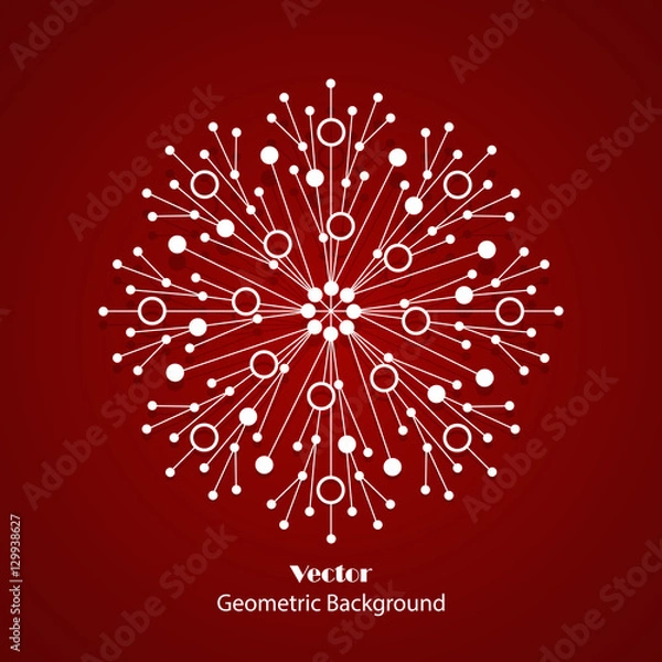 Obraz White snowflake made of connected lines and dots