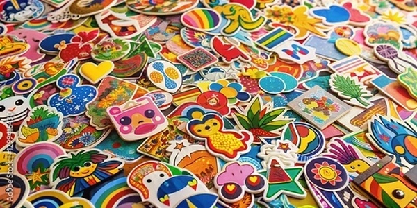 Fototapeta Aerial View Colorful Choice Stickers Variety Options Decision Making