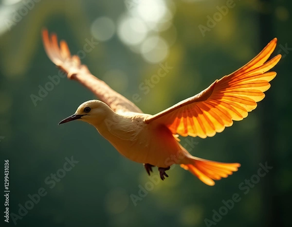 Obraz Graceful Bird in Flight with Vibrant Orange Wings Captured During Day of the Dead Celebration