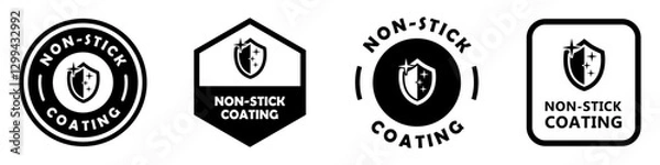 Obraz Non stick coating vector icons for kitchen tools.