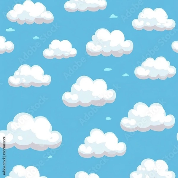 Fototapeta seamless pattern with blue sky and white clouds