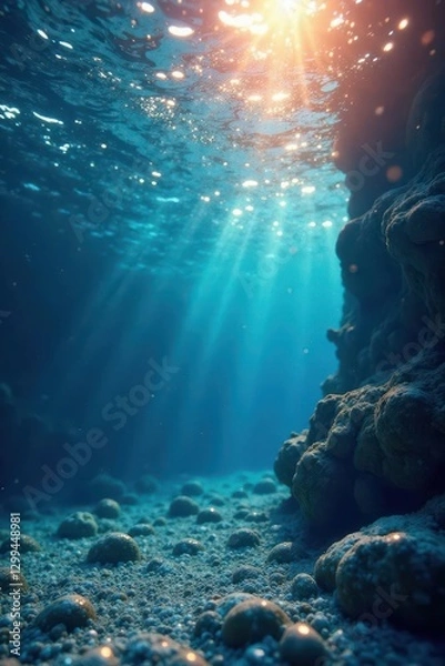 Obraz Glimmering underwater scene, abstract swirls, textured glitter overlay, digital, green, movement