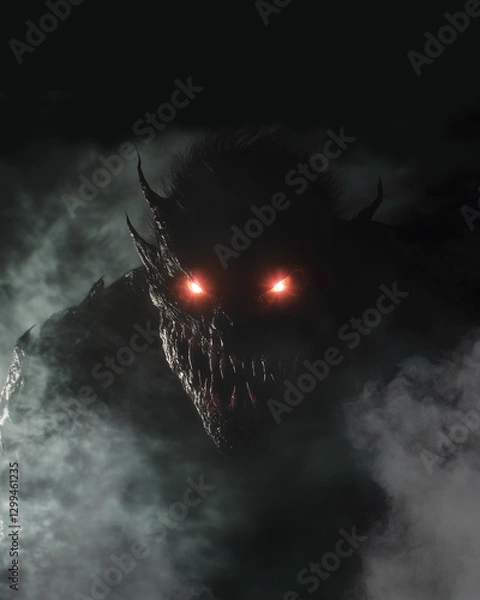 Obraz Scary Horror Demon Face in Night generated with AI