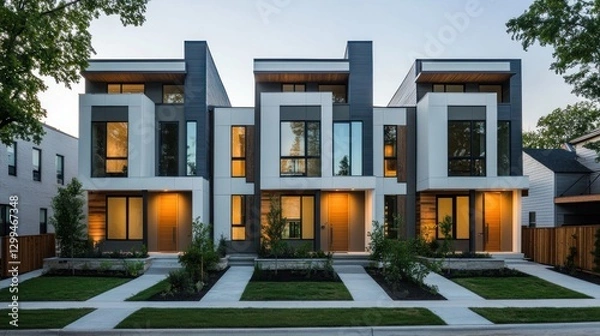 Obraz Modern Townhouses with a Sleek Design