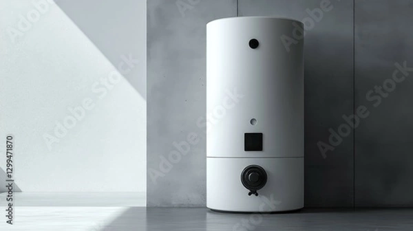 Fototapeta Contemporary minimalist boiler with digital interface in modern boiler room