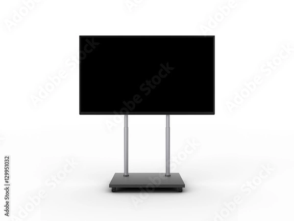 Fototapeta Display with black screen on mobile stand front view 3d illustration