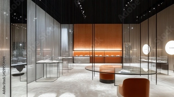 Fototapeta Modern Minimalist Jewelry Store Interior Design