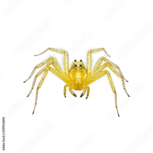 Fototapeta Close up of a vibrant spiny orb weaver spider with a yellow body and black spines Ideal for nature and wildlife concepts