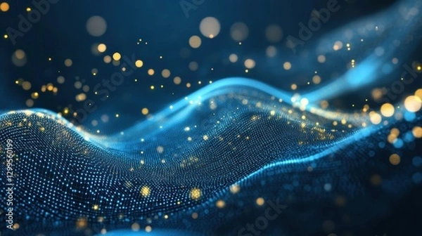 Fototapeta Abstract Blue Wave of Light