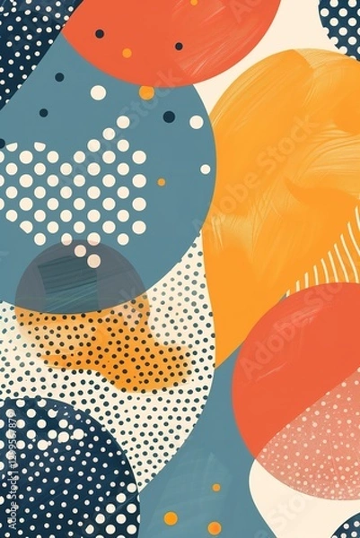 Fototapeta illustration background with semi circle shapes and white dots for social media, post, poster, invitation