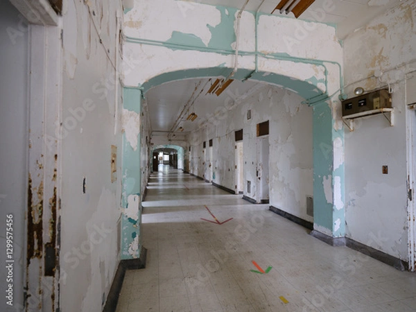 Fototapeta One of the hallways of a now closed Lunatic asylum in West Virginia