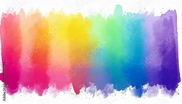 Fototapeta パステルカラー　縦のボーダー　カラフル　レインボー　水彩　背景