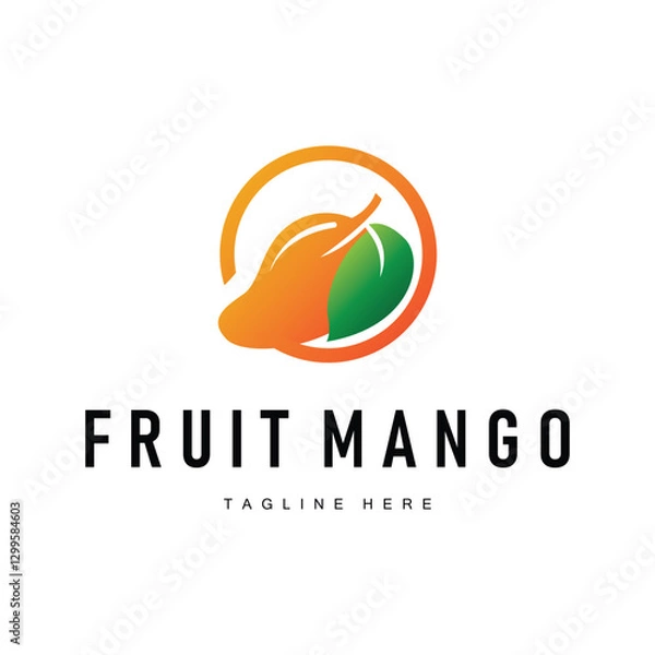 Obraz simple mango logo design illustration of fresh fruit from the garden with a minimalist concept