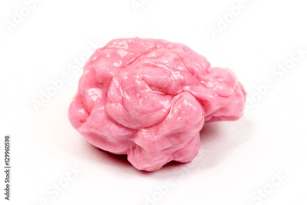 Fototapeta Chewed pink bubble gum isolated on white background