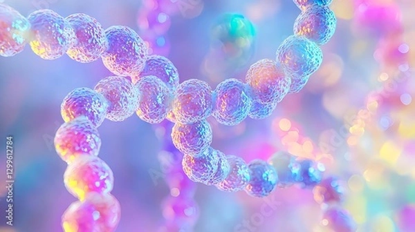 Obraz Streptococcus Bacteria Chain Close-up Abstract Background. Microbiology and Science Concept.