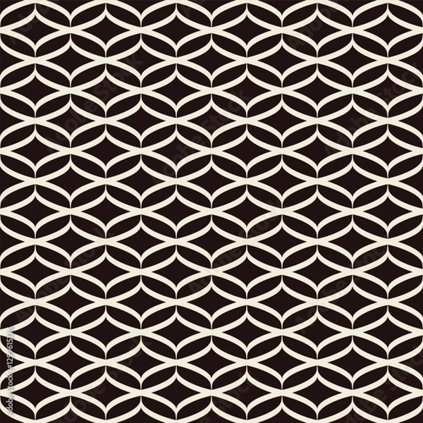 Obraz Black and White Diamond Lattice Curves Seamless Vector Repeat Pattern