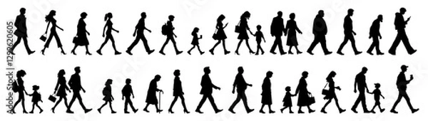 Fototapeta Vector illustration. Large set of silhouettes on a white background.