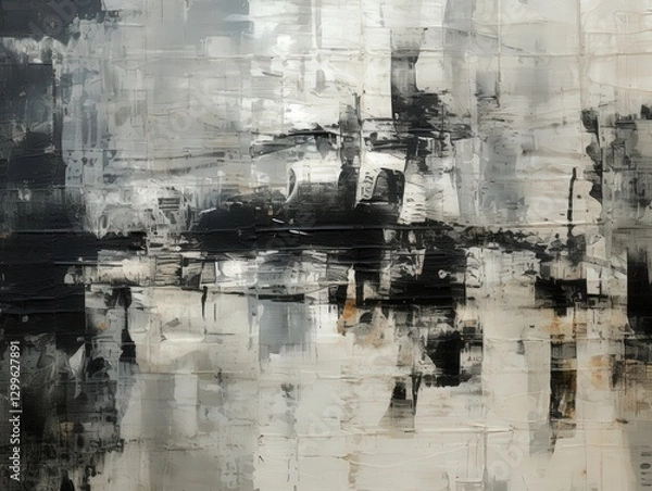 Fototapeta Abstract monochrome canvas depicting a city, for creative artistic backgrounds or visual projects