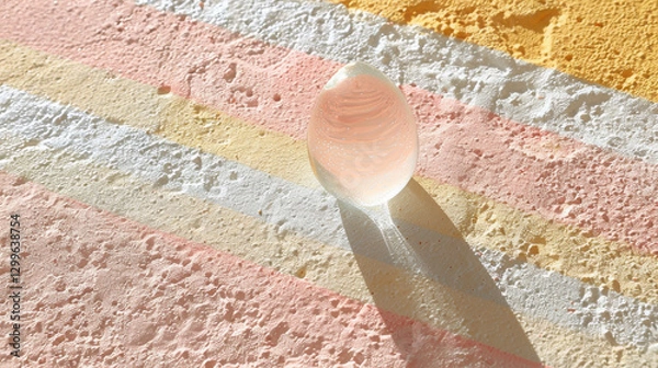 Obraz Transparent skincare gel drop on textured pastel surface