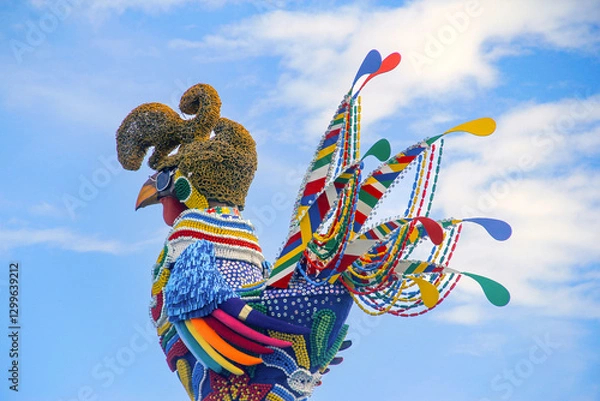 Obraz The iconic giant rooster sculpture decorates Recife's Carnival in Brazil with vibrant colors and intricate details.