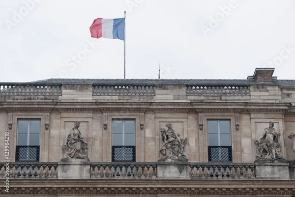 Fototapeta Building with french flag